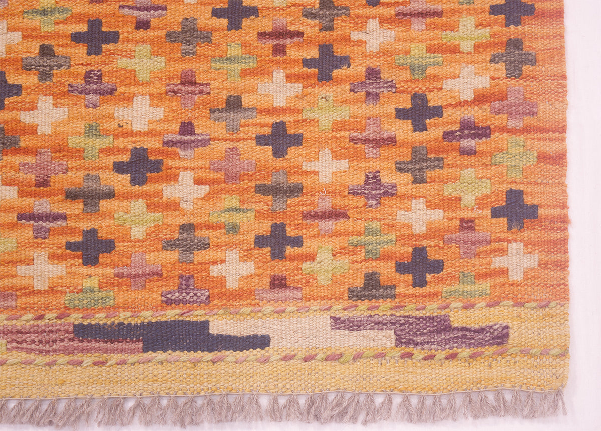 Small orange handwoven Kilim