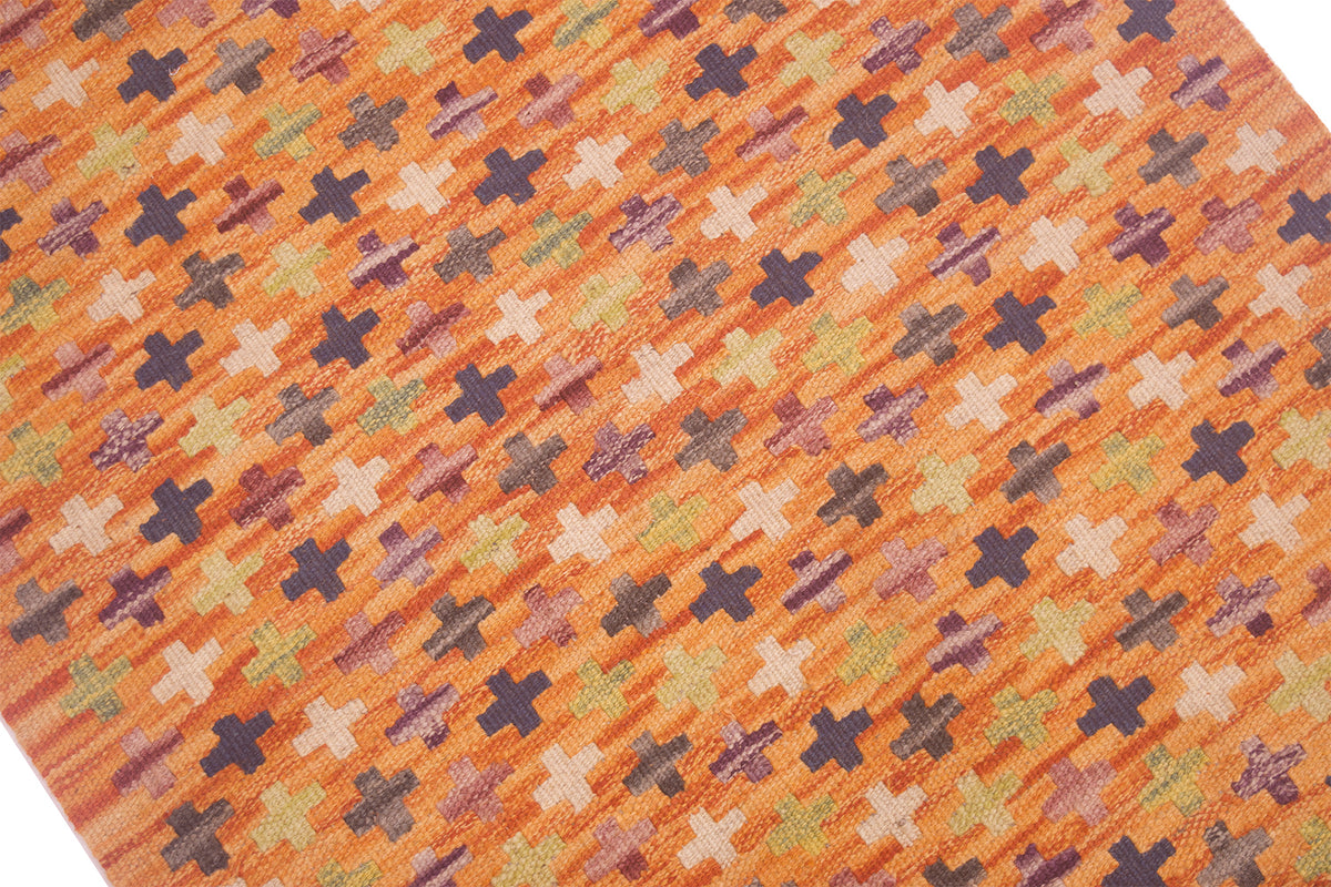Small orange handwoven Kilim