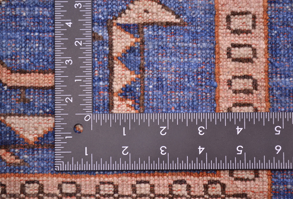 Handmade blue Afghan Shirvan design rug