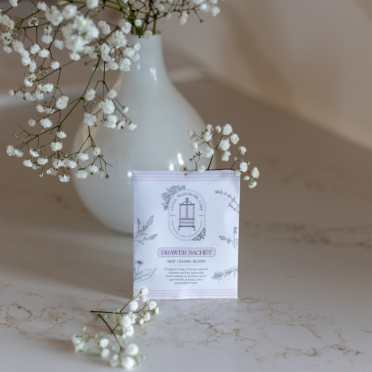 Natural May Chang drawer sachets for woollens and storage boxes