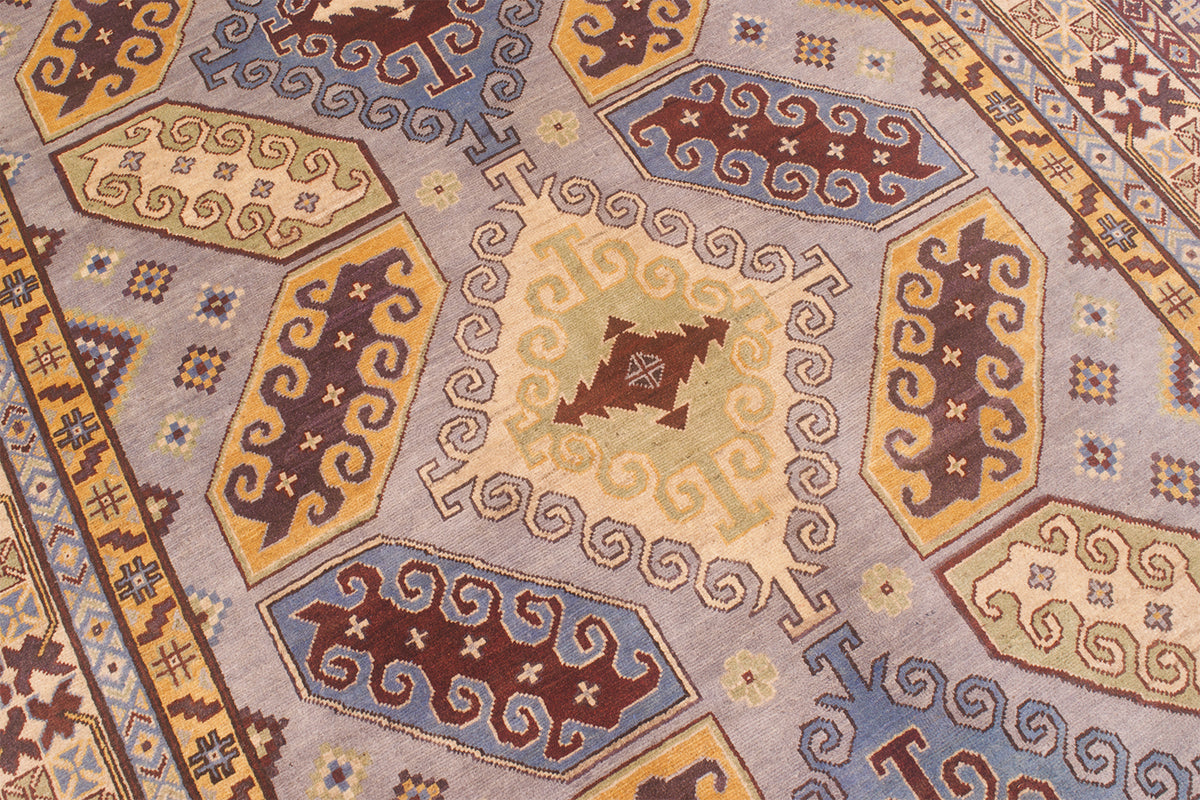 Handmade Afghan Kazak carpet in grey