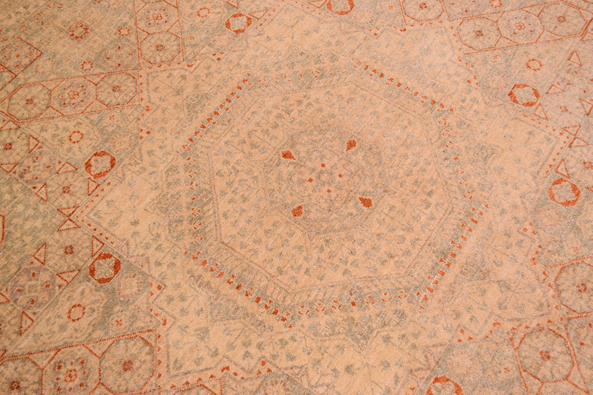 Detail of Mamluk Medallion with duck egg blues and amber detailing