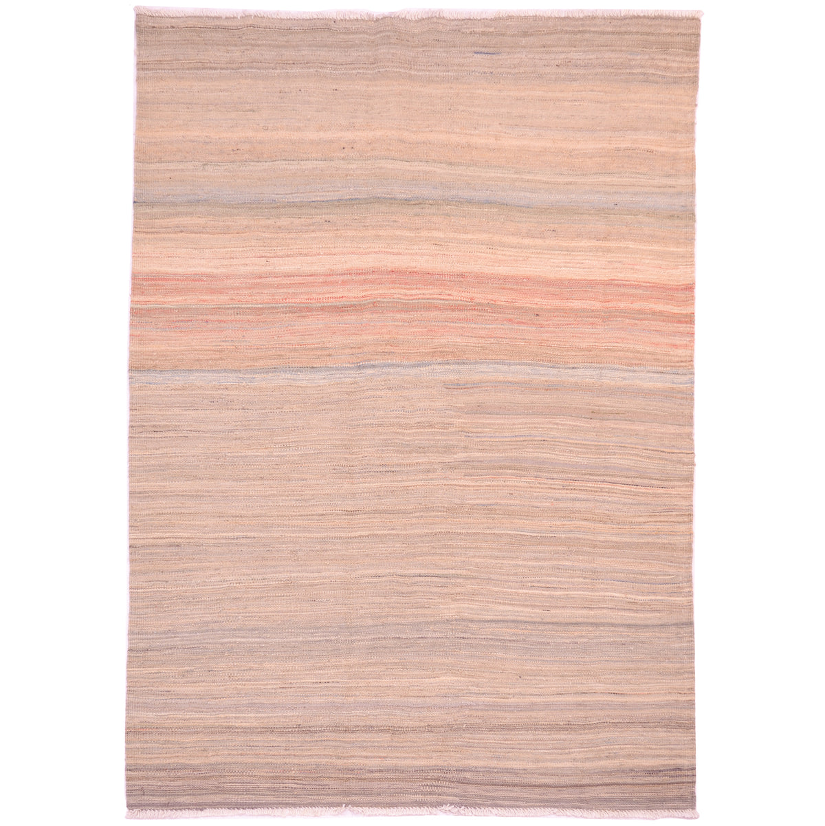 Flatwoven Handwoven Pastel Abrash Kilim rug woven with a variety of soft versatile simple colour shades.