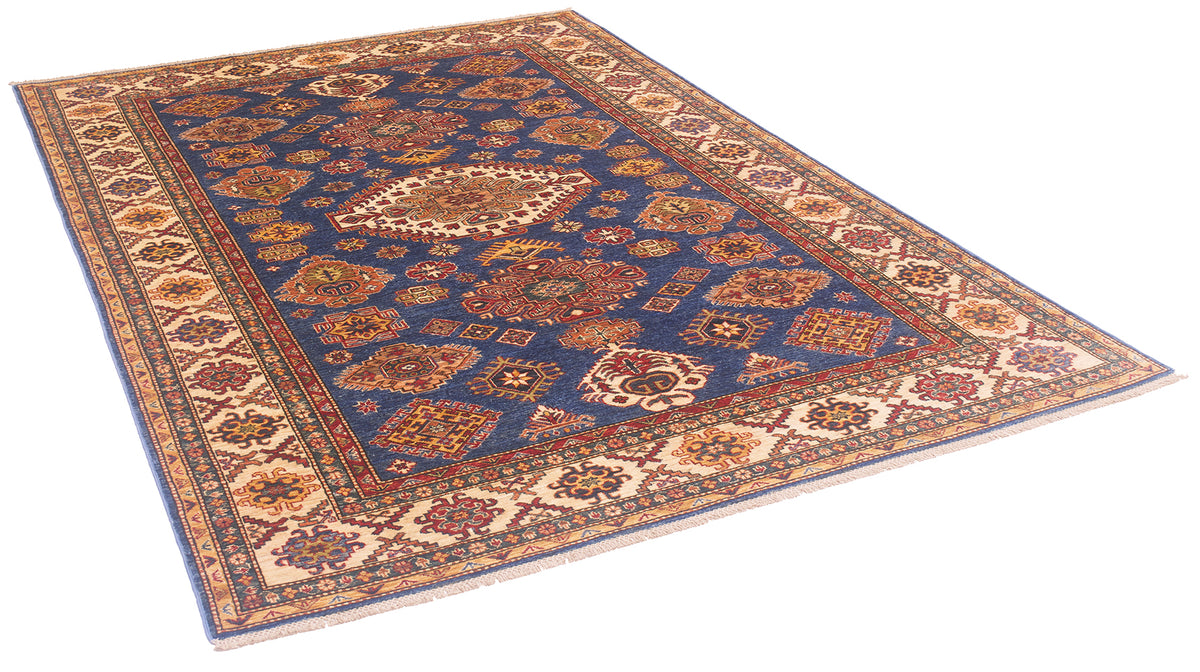 Hand-knotted blue Fine Kazak carpet