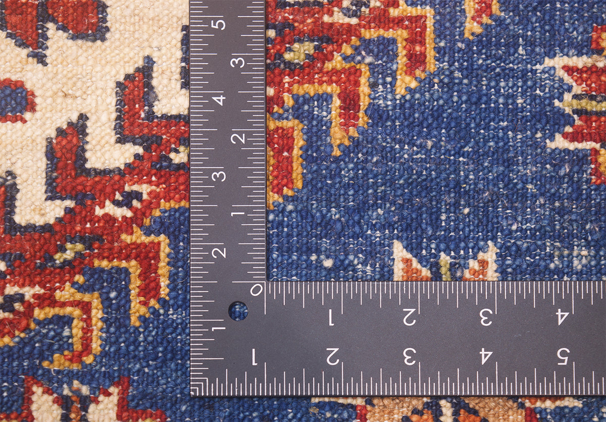 Hand-knotted blue Fine Kazak carpet