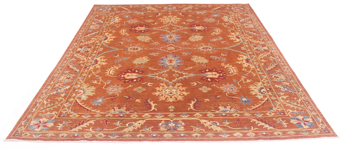 Rcich tonalities of handmade Sultani Carpet with all voer flower design with traditional classical Persian floral motifs.