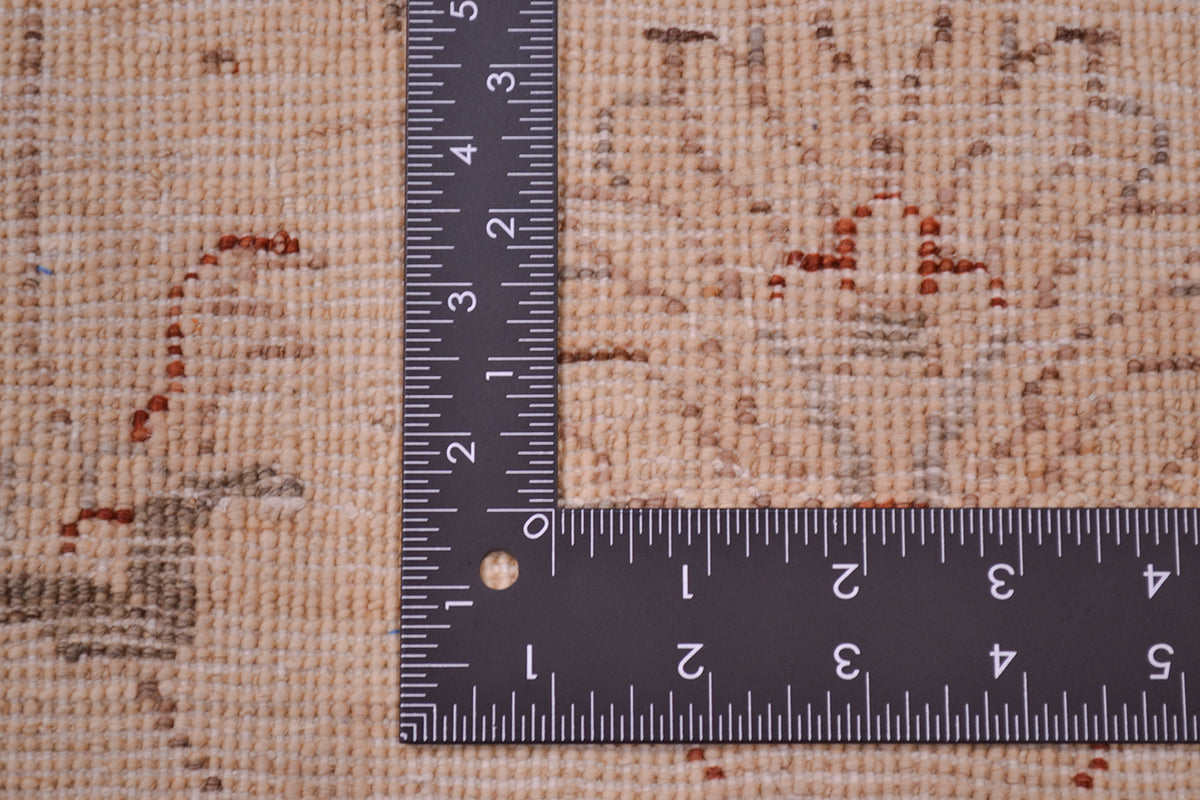 Reverse of Runner rug showing back of knots of pure wool pile.