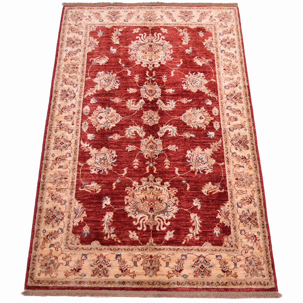 View of Afghan Ziegler carpet with all over floral design.