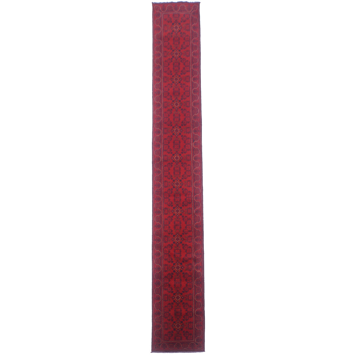 Long narrow Khan runner in red and dark blue/black.