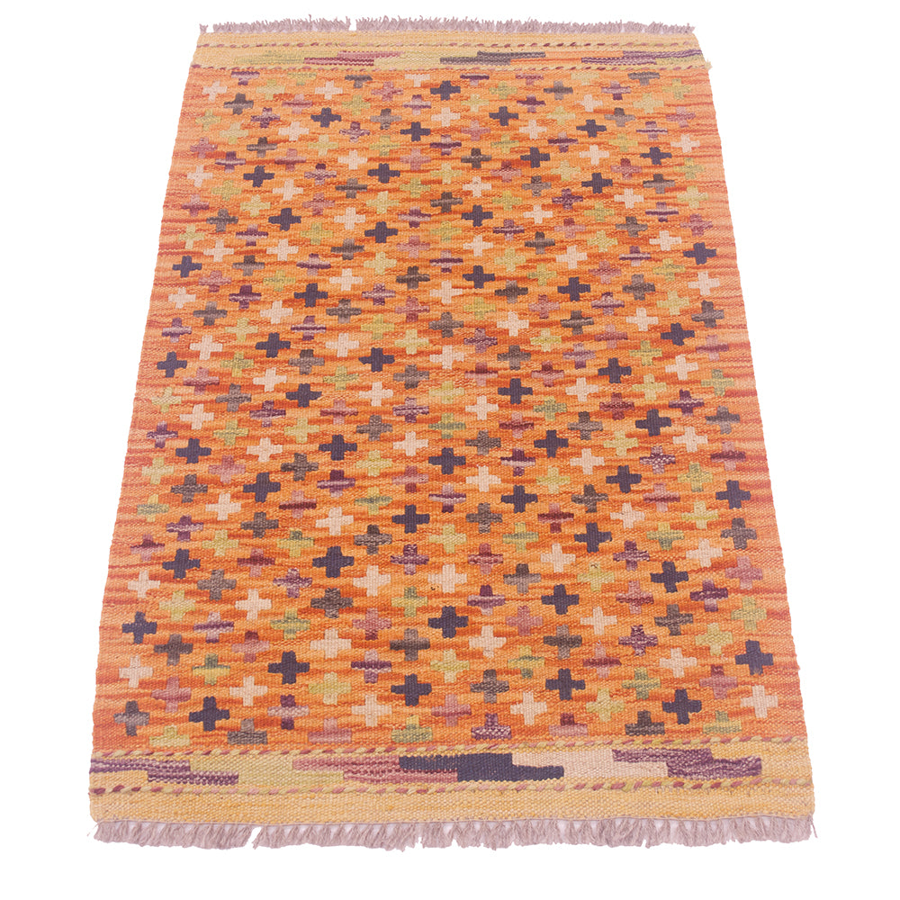 Small orange handwoven Kilim
