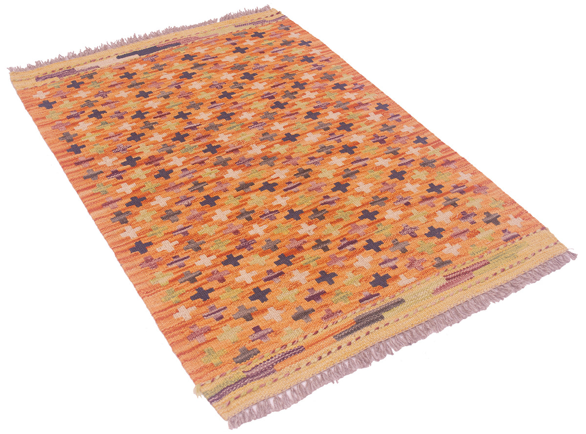 Small orange handwoven Kilim