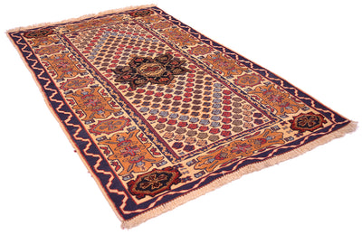 A traditional Afghan-style Barjasta Rug with a complex geometric and floral pattern, featuring a central medallion, decorative borders, and fringed edges, shown on a plain white background.