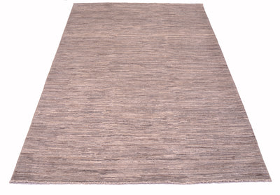 A rectangular Afghan plain Gabbeh rug in shades of taupe, brown, and grey, shown flat against a white background.