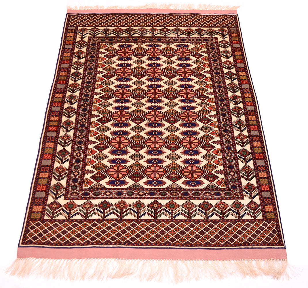 Fine Afghan Silk & Wool Rug 1.45x1.07m