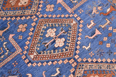 Handmade blue Afghan Shirvan design rug