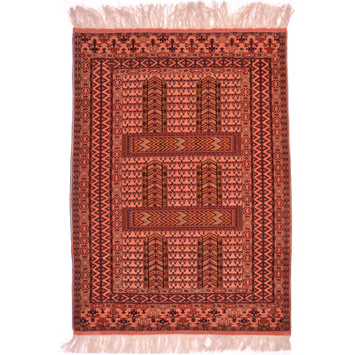 Fine Afghan Ensi with silk warps with pinky main colour.