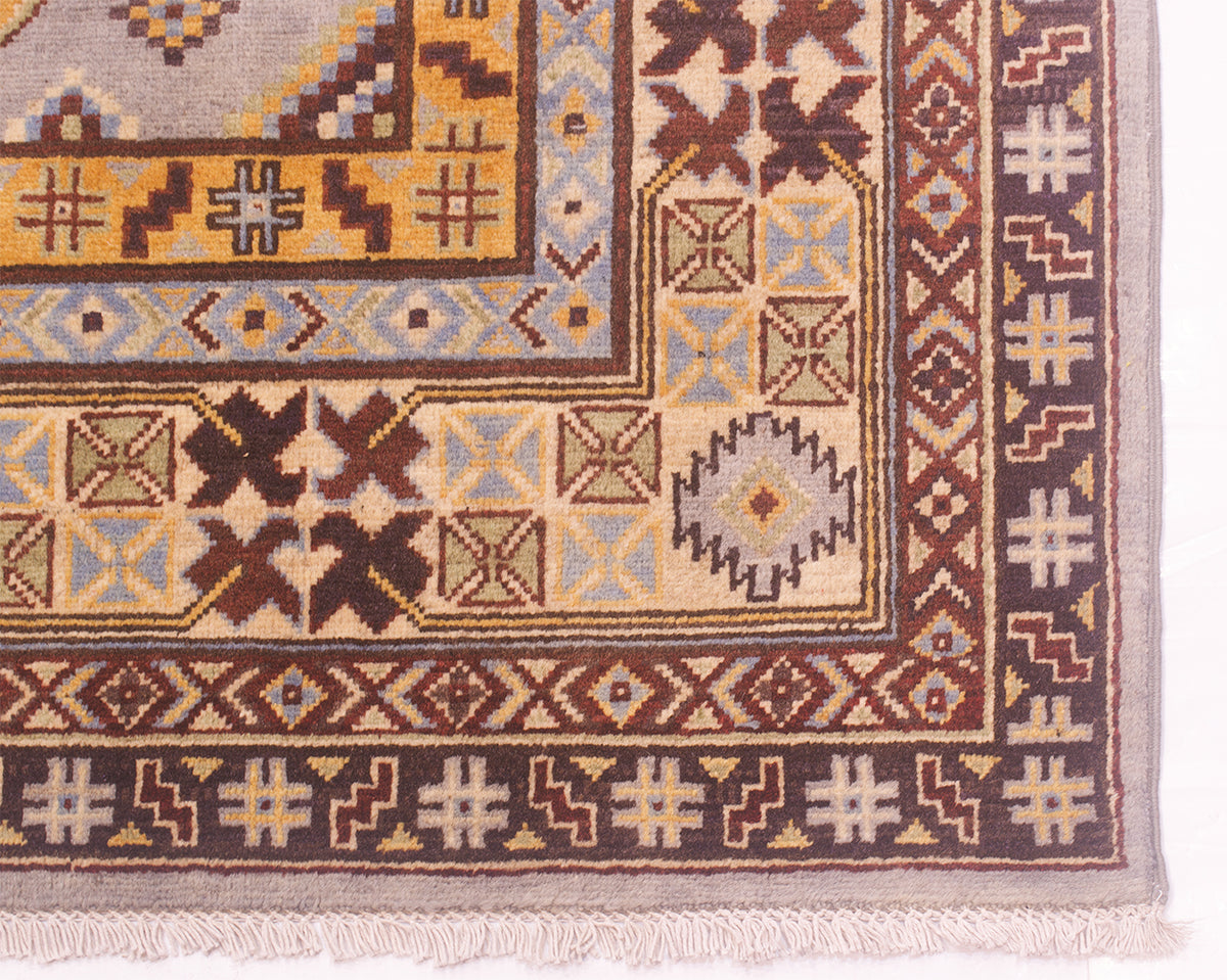 Handmade Afghan Kazak carpet in grey