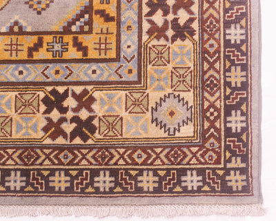 Handmade Afghan Kazak carpet in grey