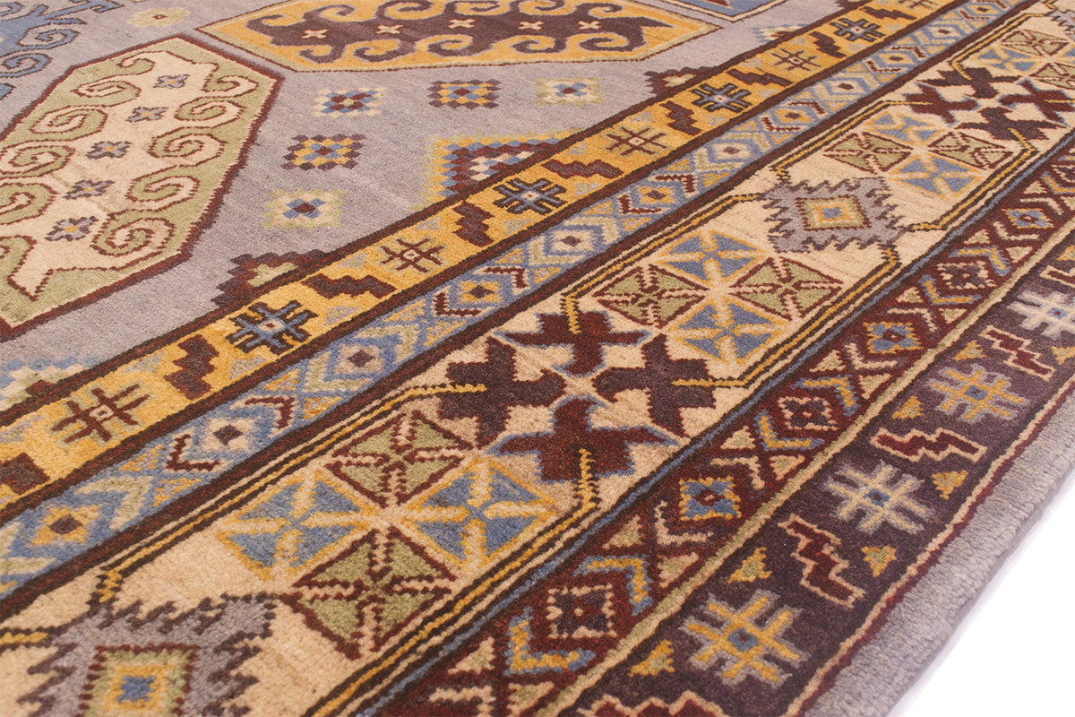 Handmade Afghan Kazak carpet in grey
