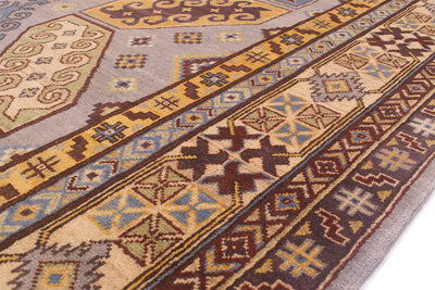 Handmade Afghan Kazak carpet in grey