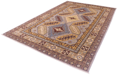 Handmade Afghan Kazak carpet in grey