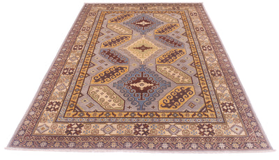 Handmade Afghan Kazak carpet in grey