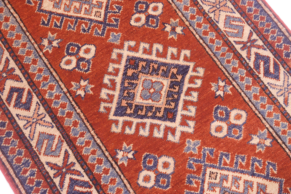 Handmade Afghan Kazak Runner