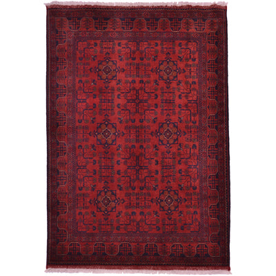 Classic red and black geometric design Afghan Khal Mohamadi rug handwoven wool rug.