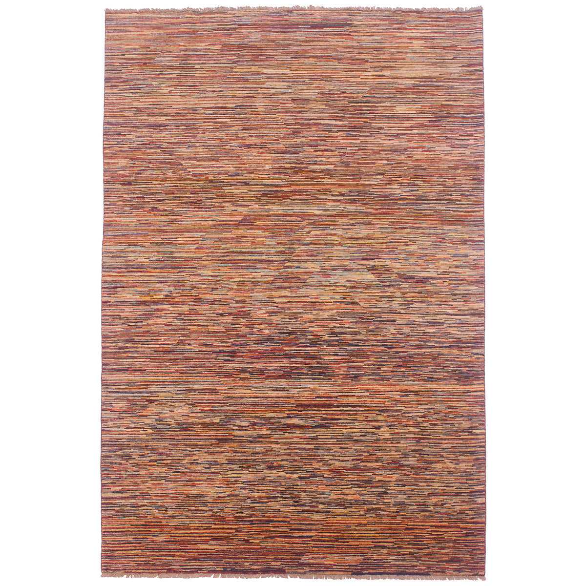 Handmade modern Afghan Gabbeh carpet with multi-colour theme of stripes.