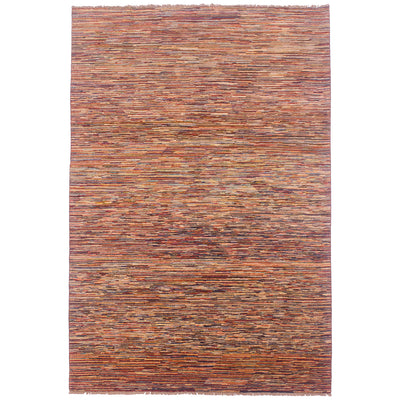 Handmade modern Afghan Gabbeh carpet with multi-colour theme of stripes.