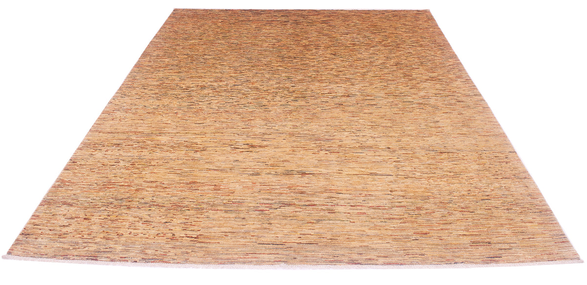A rectangular Afghan Gabbeh carpet with a hand-knotted weave in shades of tan, beige, and light brown, shown against a plain white background.
