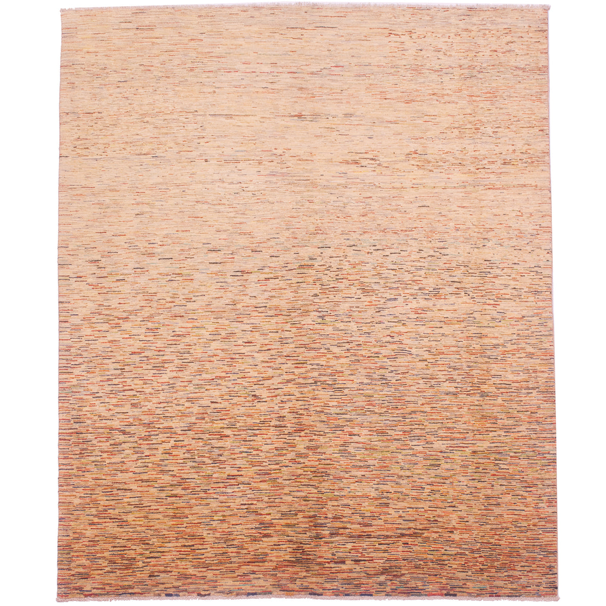 Afghan Gabbeh carpet with abstract theme of random small stripes.