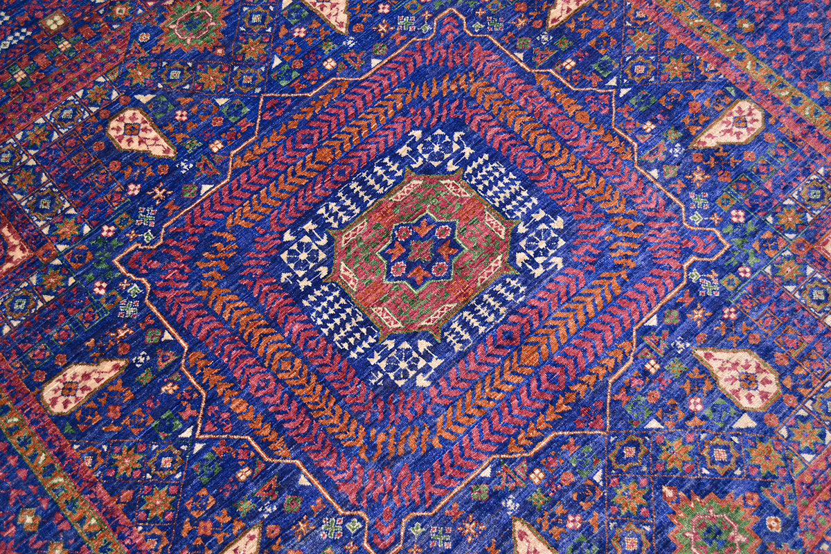 Focal Point of Blue and PInk Mamluk carpet