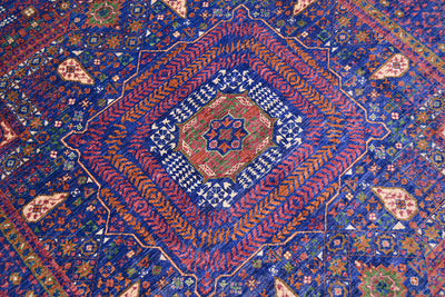 Focal Point of Blue and PInk Mamluk carpet