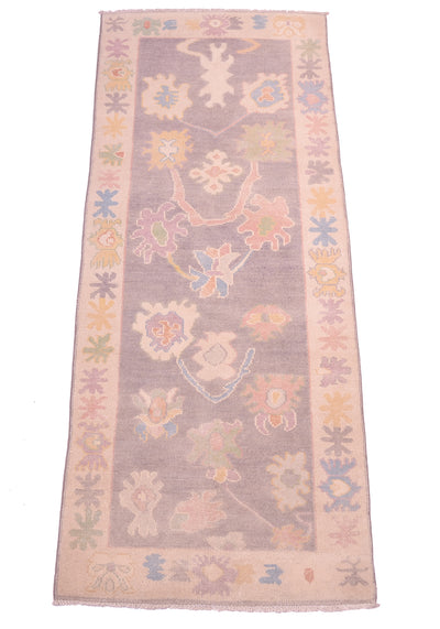 Grey and cream afghan runner with handspun wool