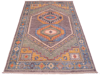 Stunning geometric and colourful geometric handmade rug