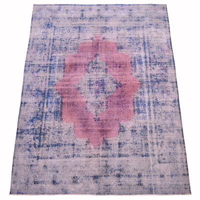 Large Overdyed Carpet in Blue and Pink