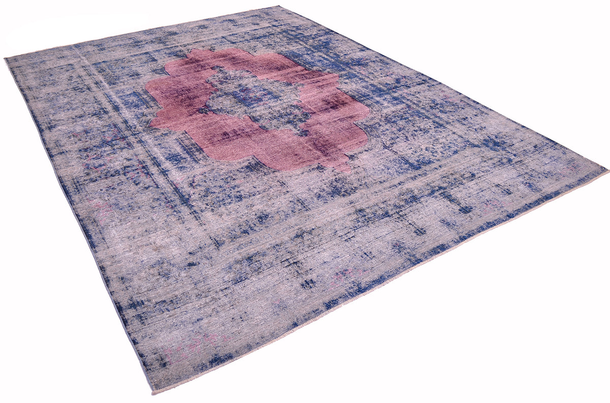 Large Overdyed Carpet in Blue and Pink