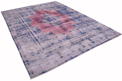 Large Overdyed Carpet in Blue and Pink
