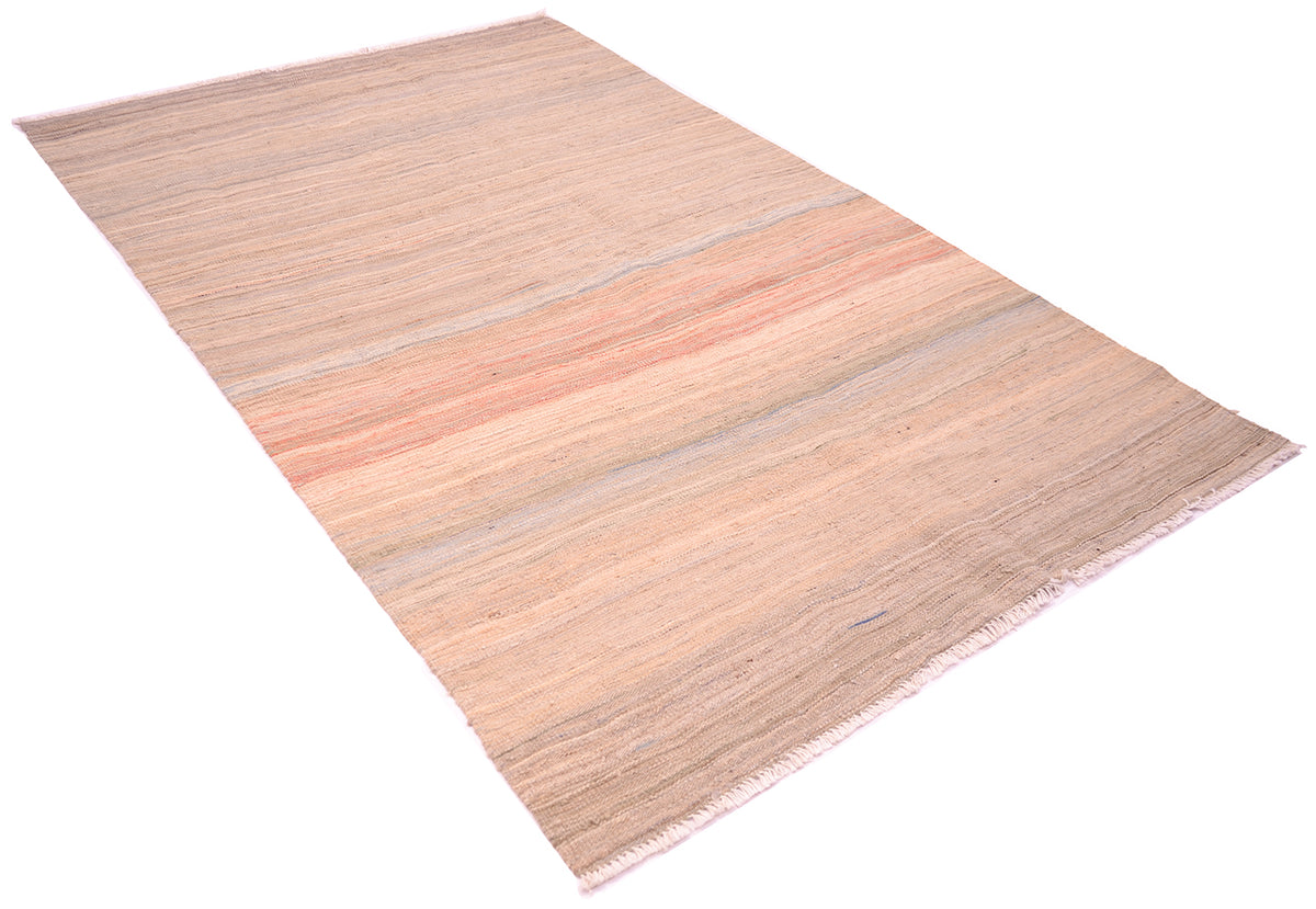 Pure wool handwoven kilim flatweave woven on a cotton foundation with soft varying abrash tones of woven wool yarn. Pastel light colours and subtle variation of pastel rainbow hues.
