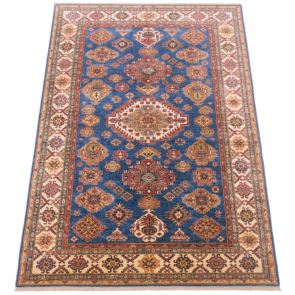 Hand-knotted blue Fine Kazak carpet