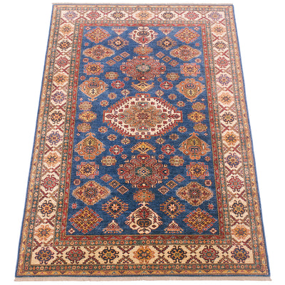 Hand-knotted blue Fine Kazak carpet