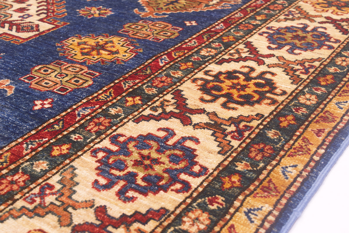 Hand-knotted blue Fine Kazak carpet
