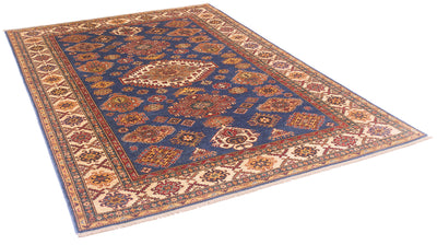 Hand-knotted blue Fine Kazak carpet