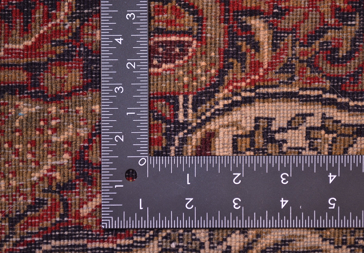 Old Belouch-Tavusi rug, multicolor geometric weave with red and beige tones