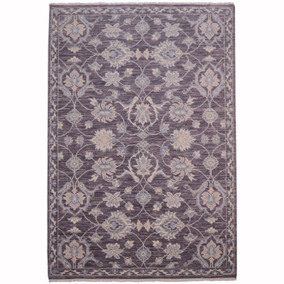 Handmade Tonal rug from India with pewter grey main colour and all over floral pattern.