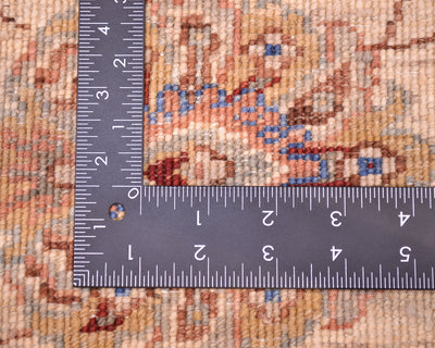 Reverse of Runner rug showing measured knoting and back of knots with handspun wool and natural vegeatble dyes.