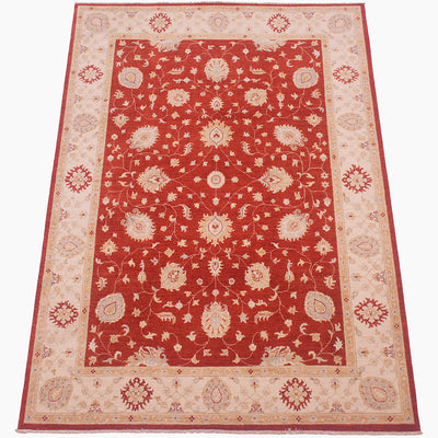 Magnificent field view of Afghan Ziegler carpet  with red field and palmette network 