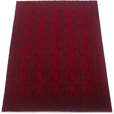 A large rectangular Large red and black Afghan carpet with a black geometric pattern and a matching dark border, shown flat against a white background.